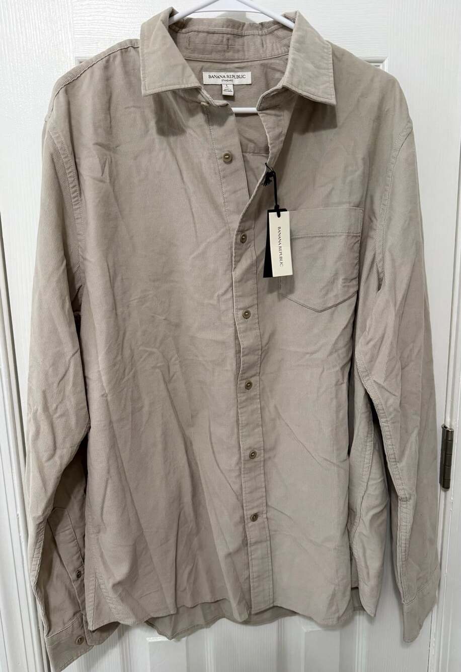Banana Republic Corduroy Button-Down Shirt Size L Tall Beige New